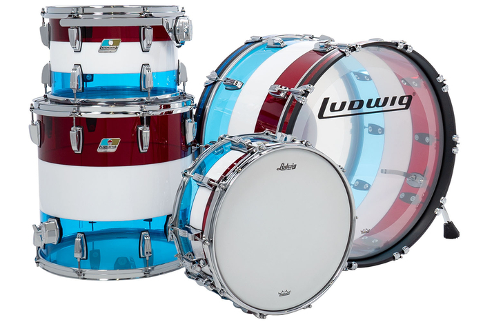 ludwig vistalite red white blue shell pack